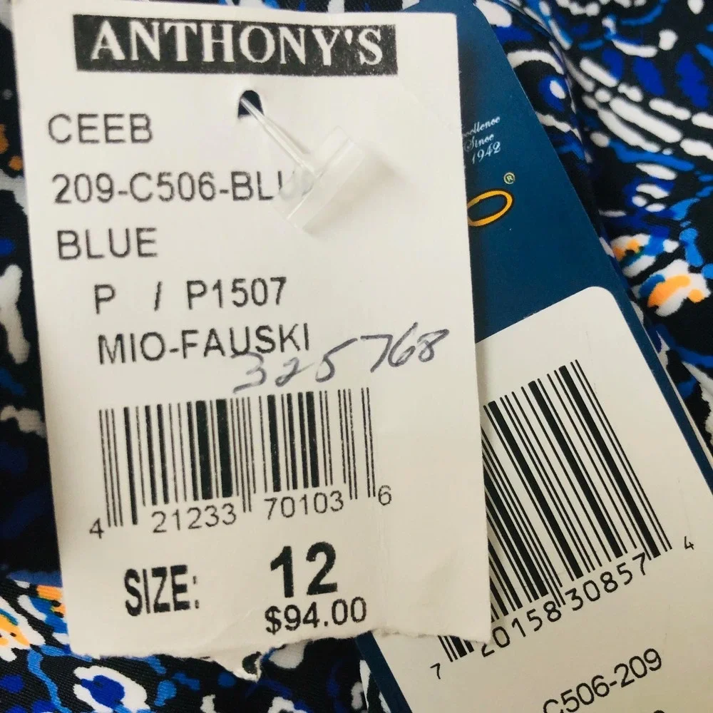 NWT Ceeb Swimdress Faux Skirtini One Piece Paisley Blue Womens 12